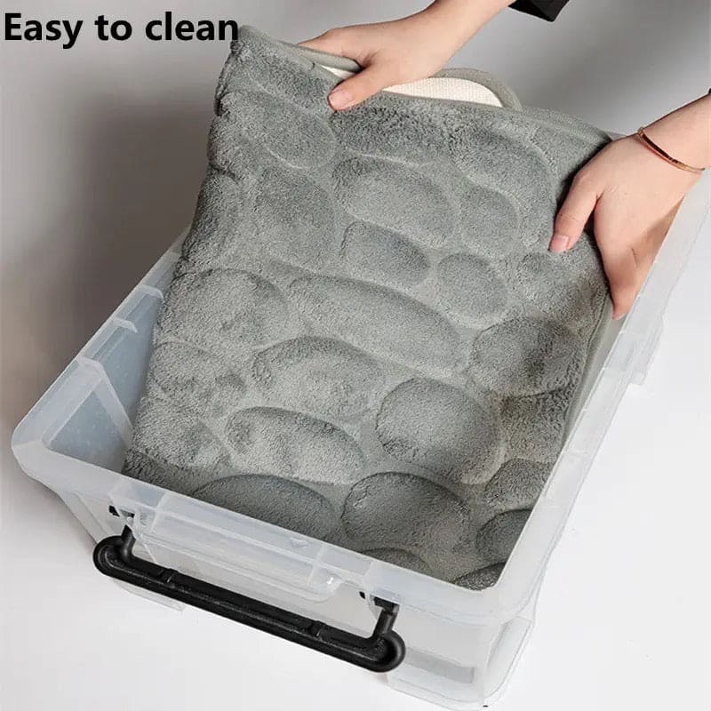 Set Of 3 Bathroom Mat, U-Shaped Contour Mat and Toilet Seat Cover ,Toilet Anti Slip Absorbent Rug, Pebbles Bathtub Decor Carpet, Soft Non Slip Cobblestone Mat, Memory Foam Pebble Shower Mat, Quick Drying Bathroom Mat Set Of 3 Bathroom Mat, U-Shaped Contour Mat and Toilet Seat Cover ,Toilet Anti Slip Absorbent Rug, Pebbles Bathtub Decor Carpet, Soft Non Slip Cobblestone Mat, Memory Foam Pebble Shower Mat, Quick Drying Bathroom Mat